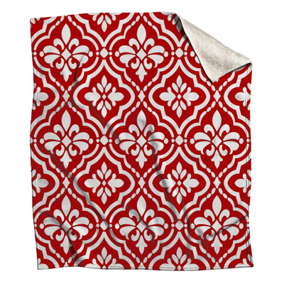 Red White Damask Pattern Blankets
