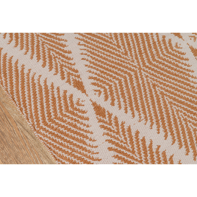 River Geometric Handmade Flatweave Orange Area Rug, Orange, Rectangle 2' x 3'