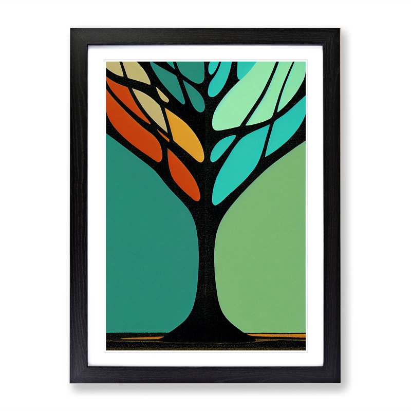 Unique Abstract Tree No.3 - Single Picture Frame Painting, 64cm H x 46cm W x 2cm D, Black Framed