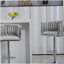 Ensemble de 2 tabourets de bar pivotants recouverts de cuir à 360 °, tabourets réglables en hauteur avec dossier et repose-pieds tissés, tabourets chromés convenant à un îlot de cuisine, un café ou un bar