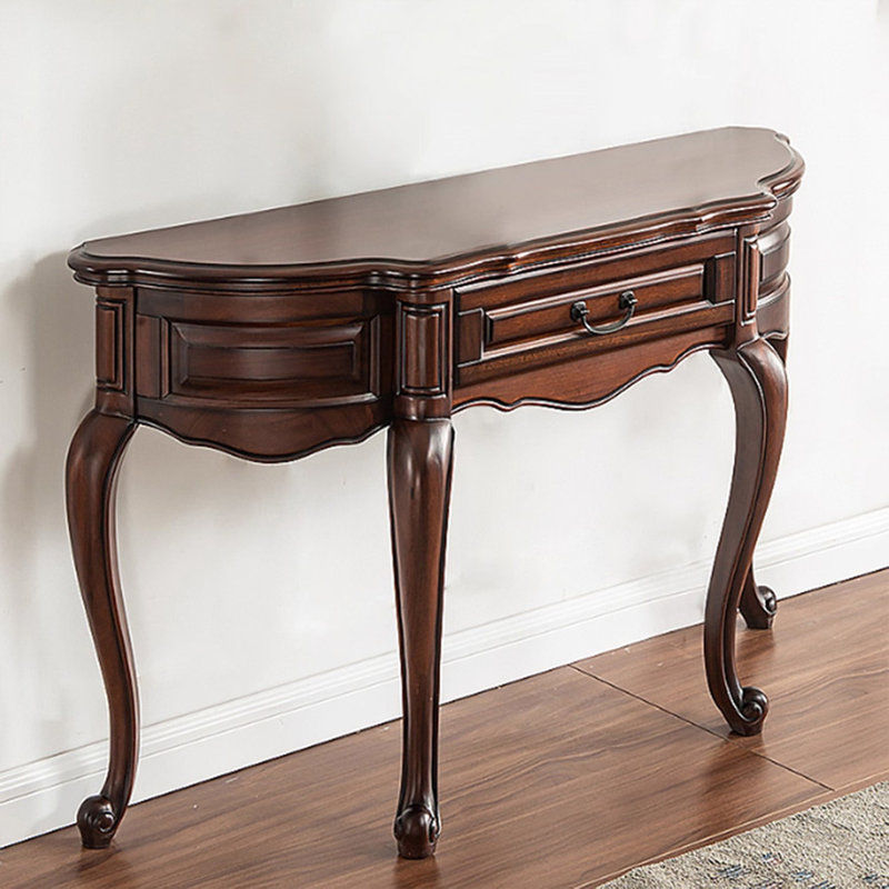 American-style natural console table, 33.86" H x 63" W x 15.75" D, Reddish Brown