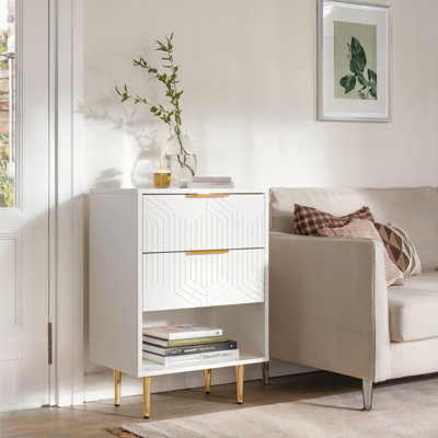 Table de chevet moderne 20 po avec 2 tiroirs