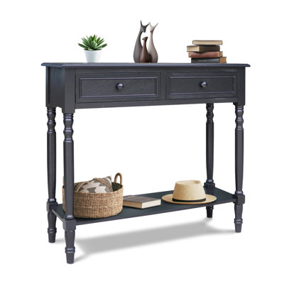 Console Table With Drawers, Narrow Wood Accent Sofa Table Entryway Table With Storage Shelf For Entryway, Front Hall, Hallway, Living Room