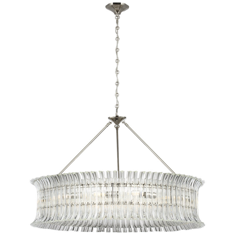 AERIN Rhine 36" Ring Chandelier with Crystal, Polished Nickel