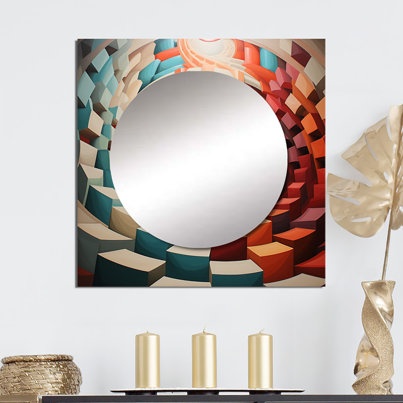 Emberlie - Miroir abstrait à spirales carrées pour décoration murale, 23 po x 23 po
