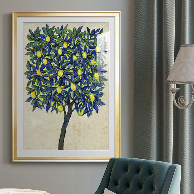 «Lemon Tree Composition II», reproduction encadrée de qualité supérieure - prête à être accrochée, Cadre doré