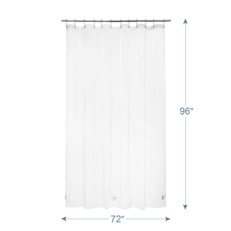 Doublure de rideau de douche robuste de calibre 12, doublure transparente 72 x 96 pouces avec 3 pierres transparentes et 12 œillets, doublure de rideau de douche en plastique lestée
