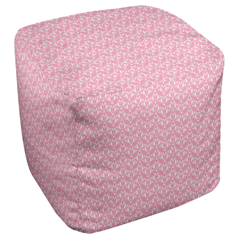 Repose-pieds cubique dégradé art déco Avicia, H 19,5 po x L 117 po x P 20 po, Rose / blanc