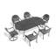 Élégants ensembles de salle à manger de patio en aluminium 7 pièces, structure noire avec chaises pivotantes