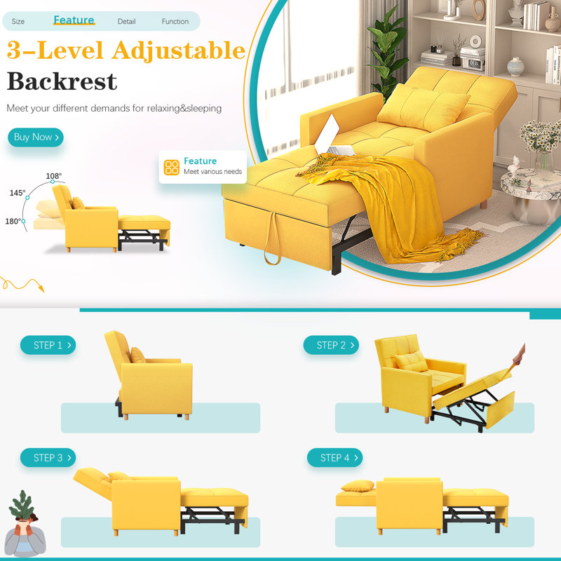 Upholstered Accent Chair, Yellow