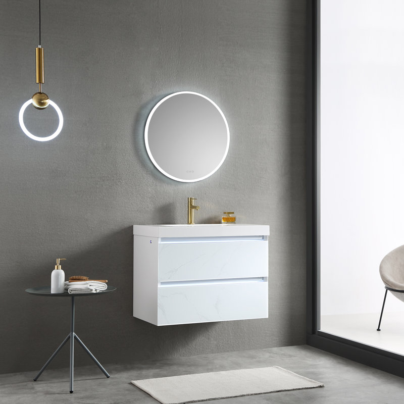 Ensemble de meuble-lavabo mural simple 30 po avec miroir Fahriye