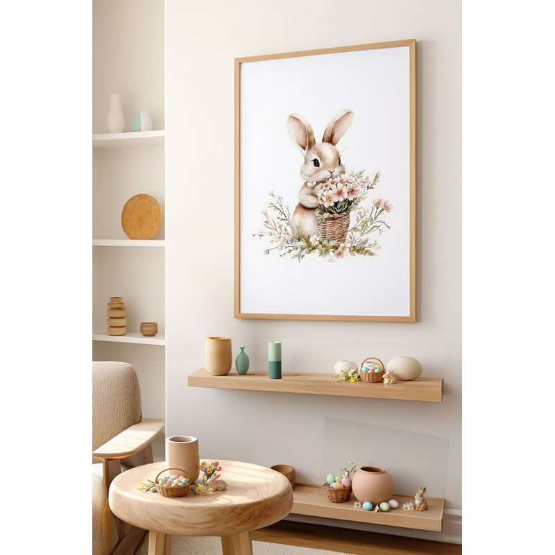 Élégante peinture décorative encadrée de Pâques, 13,0 x 18,9 pouces | Cadre 100% bois massif (épaisseur: 0,8 pouce) et œuvre d'art en panneau de fibres à densité moyenne 100% (épaisseur: 0,1 pouce) | Impression numérique époustouflante pour la décoration intérieure et le charme saisonnier