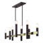 Lustre linéaire très grand 8 lumières noires avec accents en nickel brossé-213275701