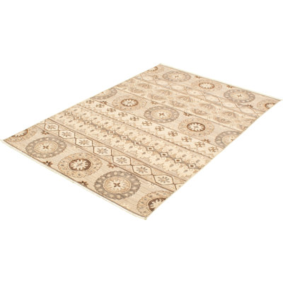 Ecarpetgallery One-of-a-kind Hand-knotted New Age 18/20 Pako Light Gray 5'10" X 8'8" Wool Area Rug In Cream,light Gray,dark Brown