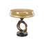Cole And Grey Glass Wide Brushed Decorative Bowl With Textured Bronze And Black Ring Base