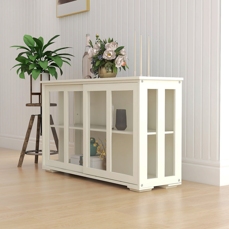 Armoire de rangement pour cuisine avec porte en verre - blanc, Blanc