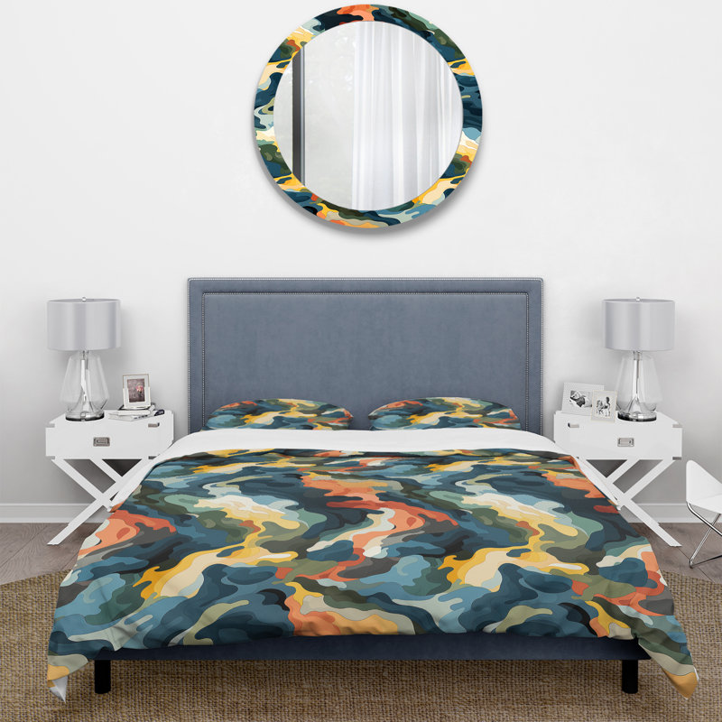 Représentation nautique abstraite - ensemble de housse de couette camouflage - polyester microfibre