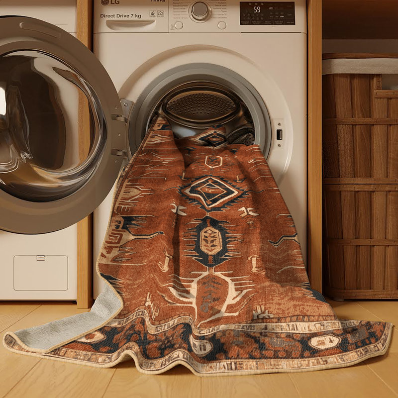 Tapis brun lavable à la machine, Carré 3 pi