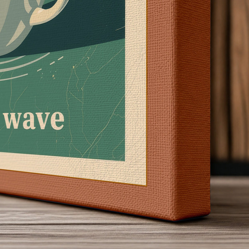 Coffee Wave Retro - Wrapped Canvas, 30x20 - 76.2 x 50.8 cm, Terracotta Border