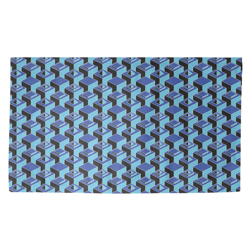 Gratte-ciels bleu/noir Tapis décoratif, Rectangle 2 pi x 3 pi