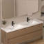Lavabo en résine pour meuble-lavabo de salle de bain, avec deux lavabos rectangulaires encastrés, trou de robinet simple, comptoir de meuble-lavabo seulement
