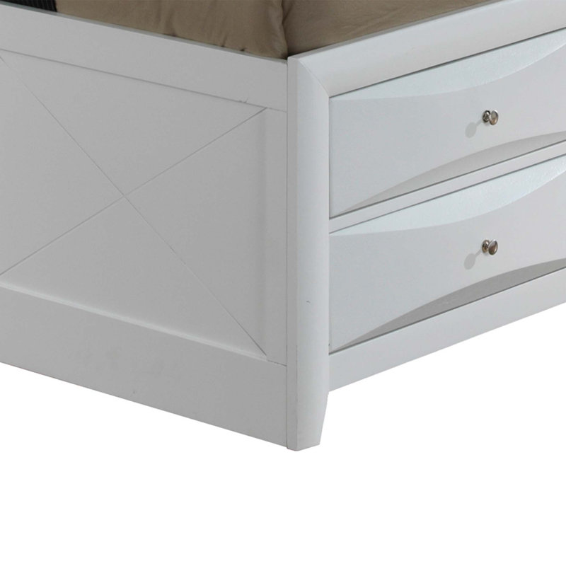Lit contemporain élégant avec rangement, Blanc, Grand