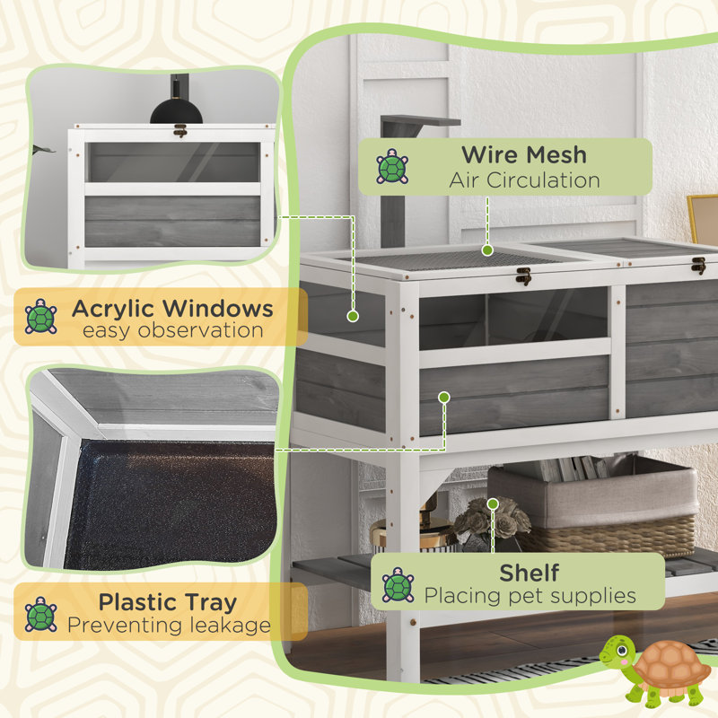 Tortoise Habitat With Shelf Storage, Tortoise Enclosure With Weather Protection, Tortoise Gift Accessory, Reptile Enclosure With Tray, Light Support Frame
