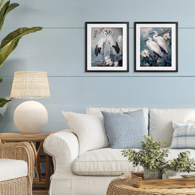 «Shore Line Magic Birds», ensemble de 2 reproductions encadrées sous verre, design par Steve Hunziker