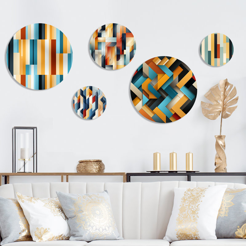 Coissy - Ensemble abstrait d'art mural rond moderne de 5