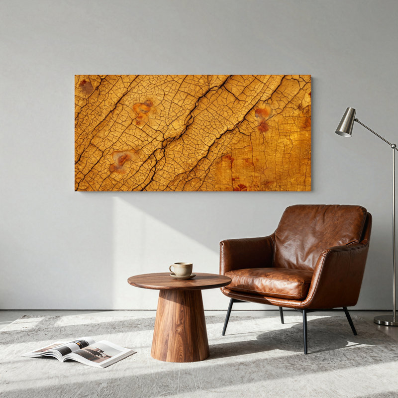 Ensemble de 1 tableau sur toile effet bois craquelé, 32“W x 16”H, Wrapped Canvas