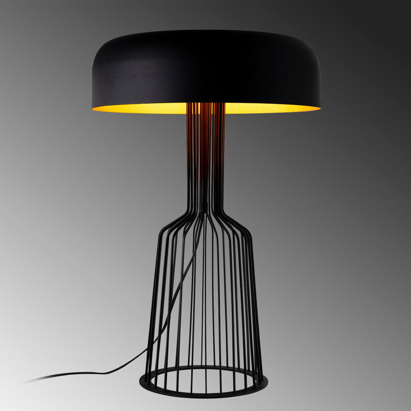 Modern Industrial Table Lamp, Black & Gold, 14.2 x 22.4 inches | Durable Iron Body, 2 x E27 Socket (Max 40W) | 78.7 inches Cable Length, IP20 Rated | Stylish Lighting for Home & Office Décor