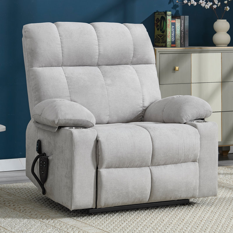 Aura 40" W Dual Motor Power Lift Recliner Oversize Chair With Massage Heating, Dual Cup Holders, Dual Side Pockets