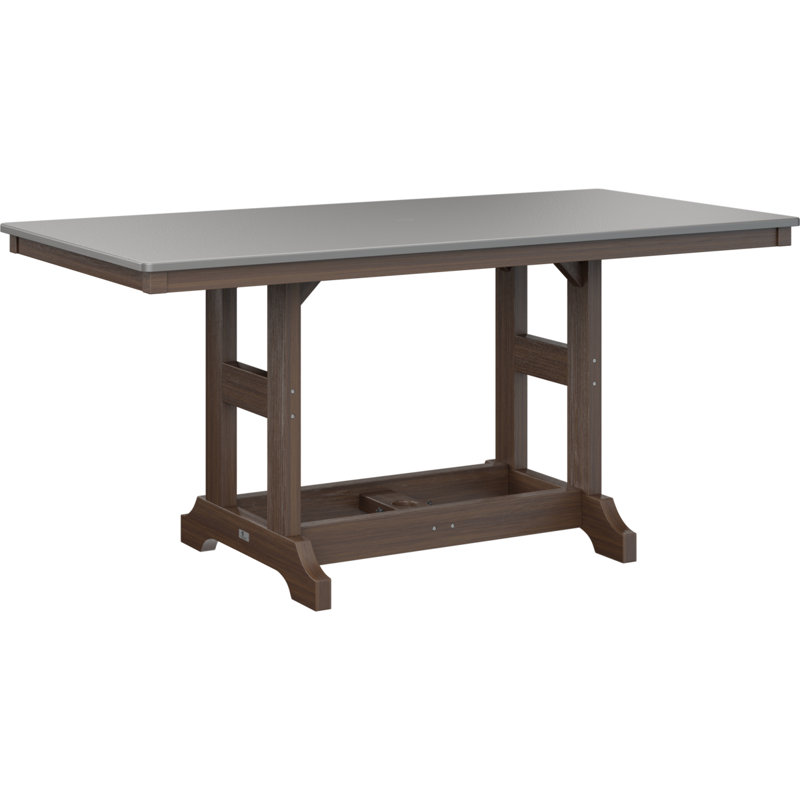 Table de salle à manger rectangulaire Berlin Garden, Imbuia, Acier inoxydable martelé, H 30,87 po x l 66 po x P 33 po