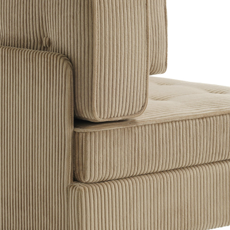 Fauteuil capitonné modulaire en velours côtelé, Chameau