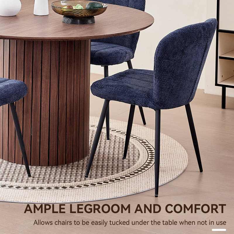 47” Round Dining Table for 4, Wood Farmhouse Kitchen Table For Living Room, Dinner, Chamfered Edge 1.2" Thickness Tabletop