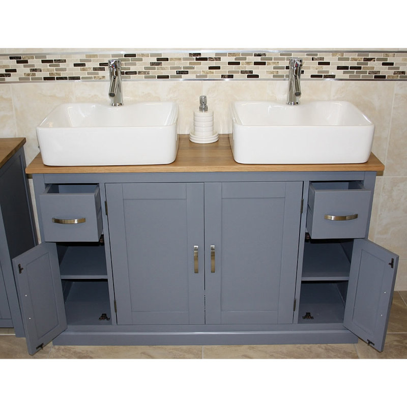 Jerell 1230mm Double Bathroom Vanity with Vessel Ceramic Basin