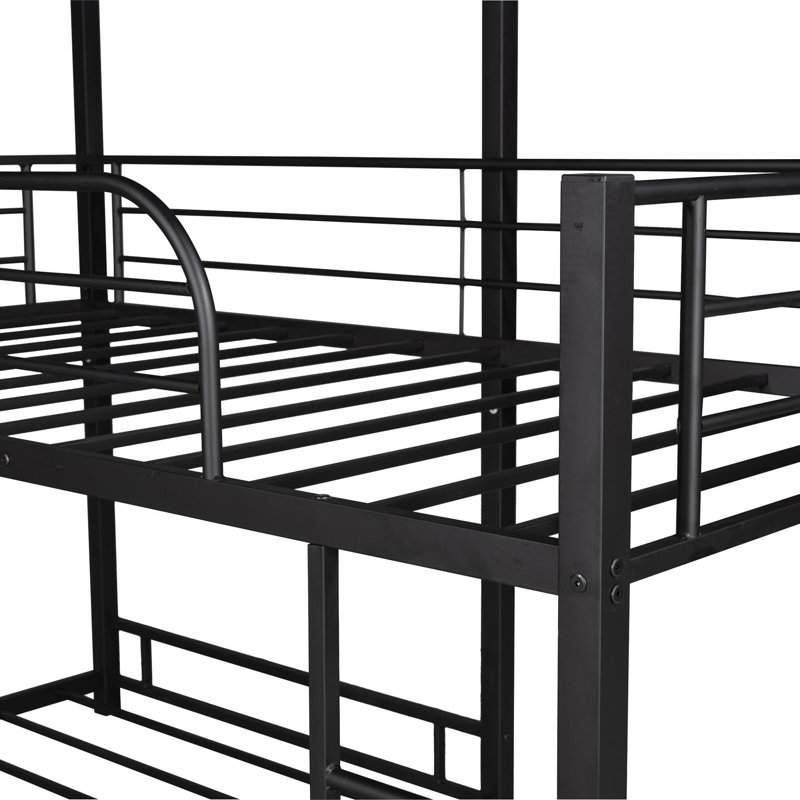 Triple L-shaped Metal Triple Twin Size Bunk Bed