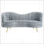 Grey And Gold 2-Piece Camel Back Living Room Set