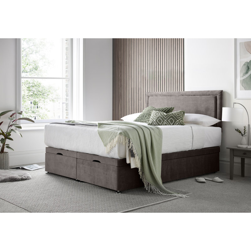 Charlie Naple Divan End Lift with 24" Headboard on Struts, Slate Grey, Small Double (4')