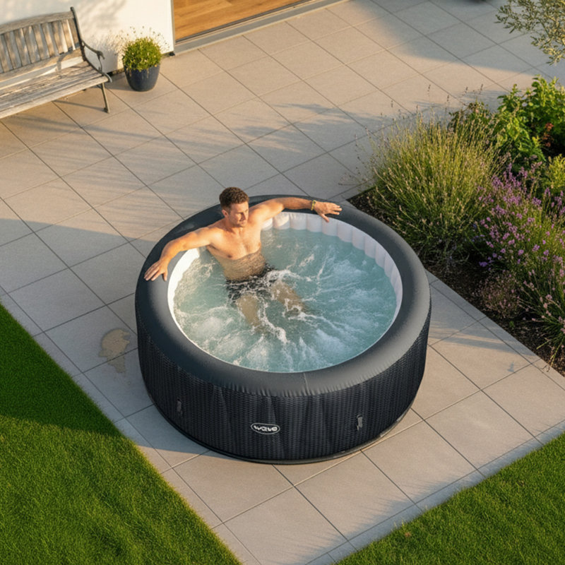 WAVE 3 Person 110 - Jet PVC Round Inflatable Hot Tub, Slate Rattan