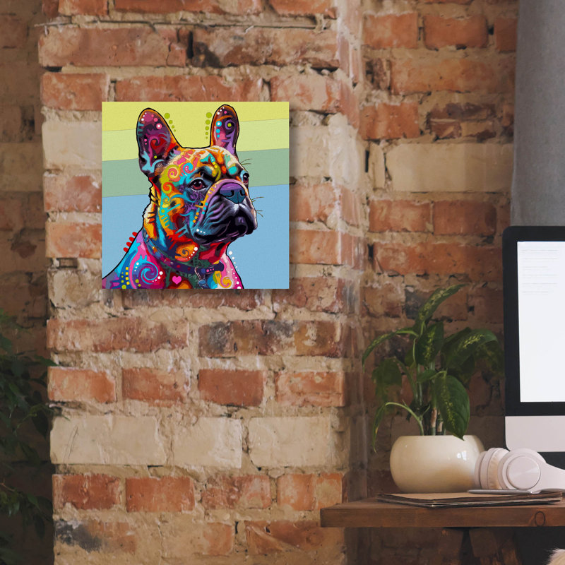 «The Absolute Frenchie» par Dean Russo, art mural sur toile, H 12 po x l 12 po x P 0,75 po