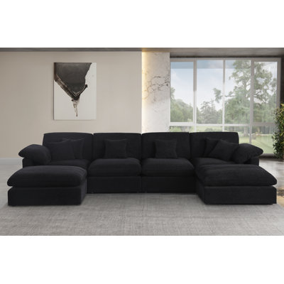155.7" W 6-Piece Modular Chenille Sectional