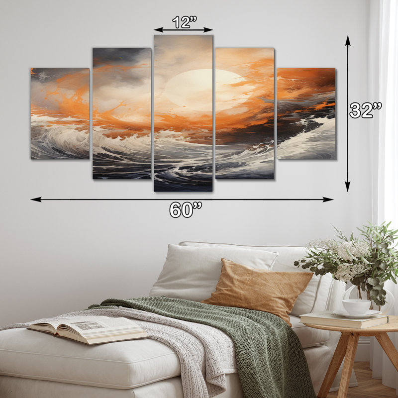 'Storms Raging Elements I - Nautical & Beach Wall Decor - 5 Panels