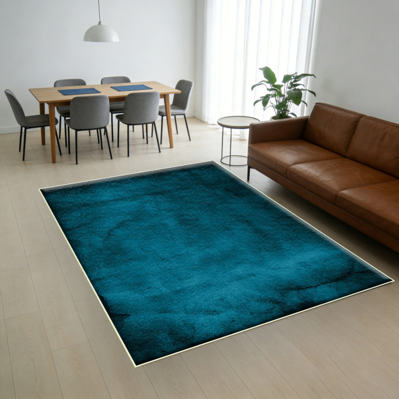 Tapis d'intérieur bleu marine lavable uni antidérapant, Rectangle 3 pi 4 po x 5 pi 4 po
