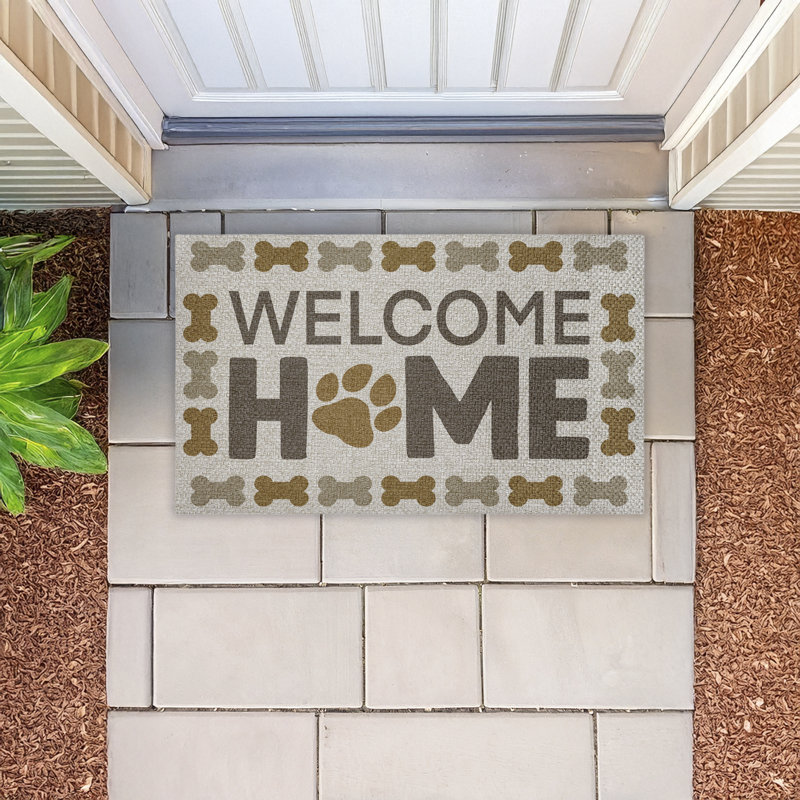 Paillasson Welcome avec os de chien, design par Marcus Prime, 18 po x 30 po