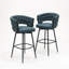 Ensemble de 2 tabourets de bar pivotants en suède de 26 pouces avec pieds noirs et repose-pieds pour îlots de cuisine et barres (bleu)