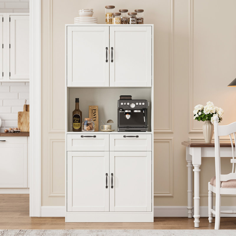 Garde-manger de 71 po de hauteur avec station de charge, tablettes réglables, 2 tiroirs, 4 portes, comptoir de 31 po de large