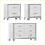 Ensemble de mobilier de chambre à coucher contemporain 3 pièces commode blanc aggloméré et amp; 2 tables de chevet avec miroir | Commodes combinées | Panneau de fibres à densité moyenne