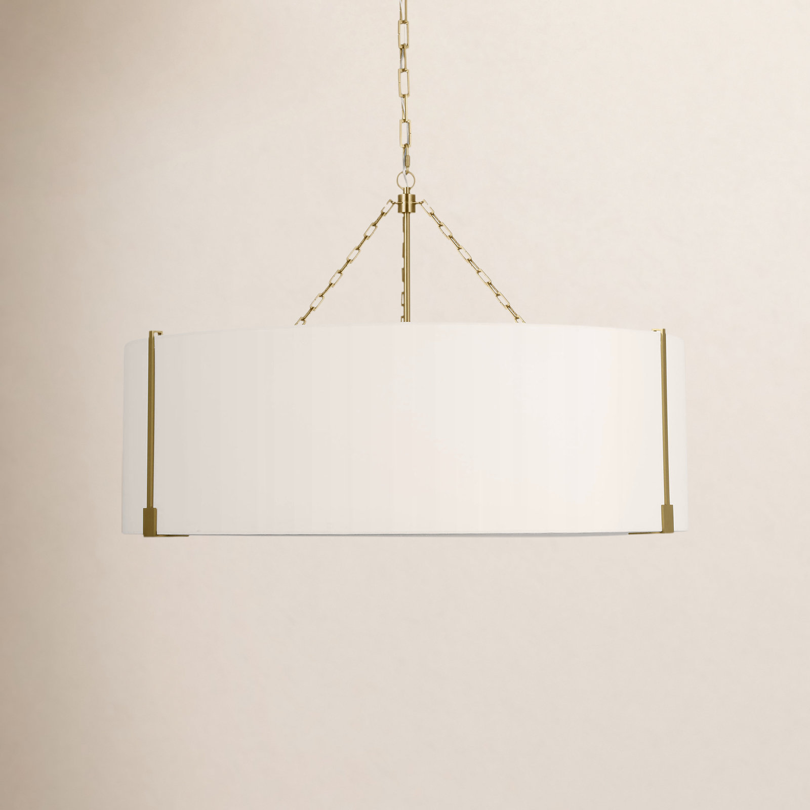Dimmable Linen 4-Light Pendant, Burnished Brass