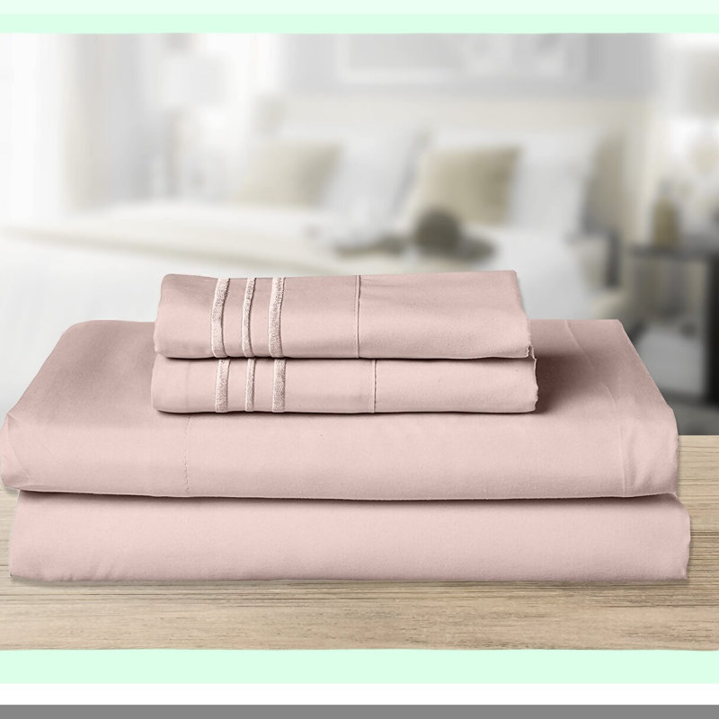 Luxury Soft 1500 Thread Count Microfiber Sheet Set - Wrinkle Resistant with Side Storage Pockets - Dusty Rose Bedding Collection